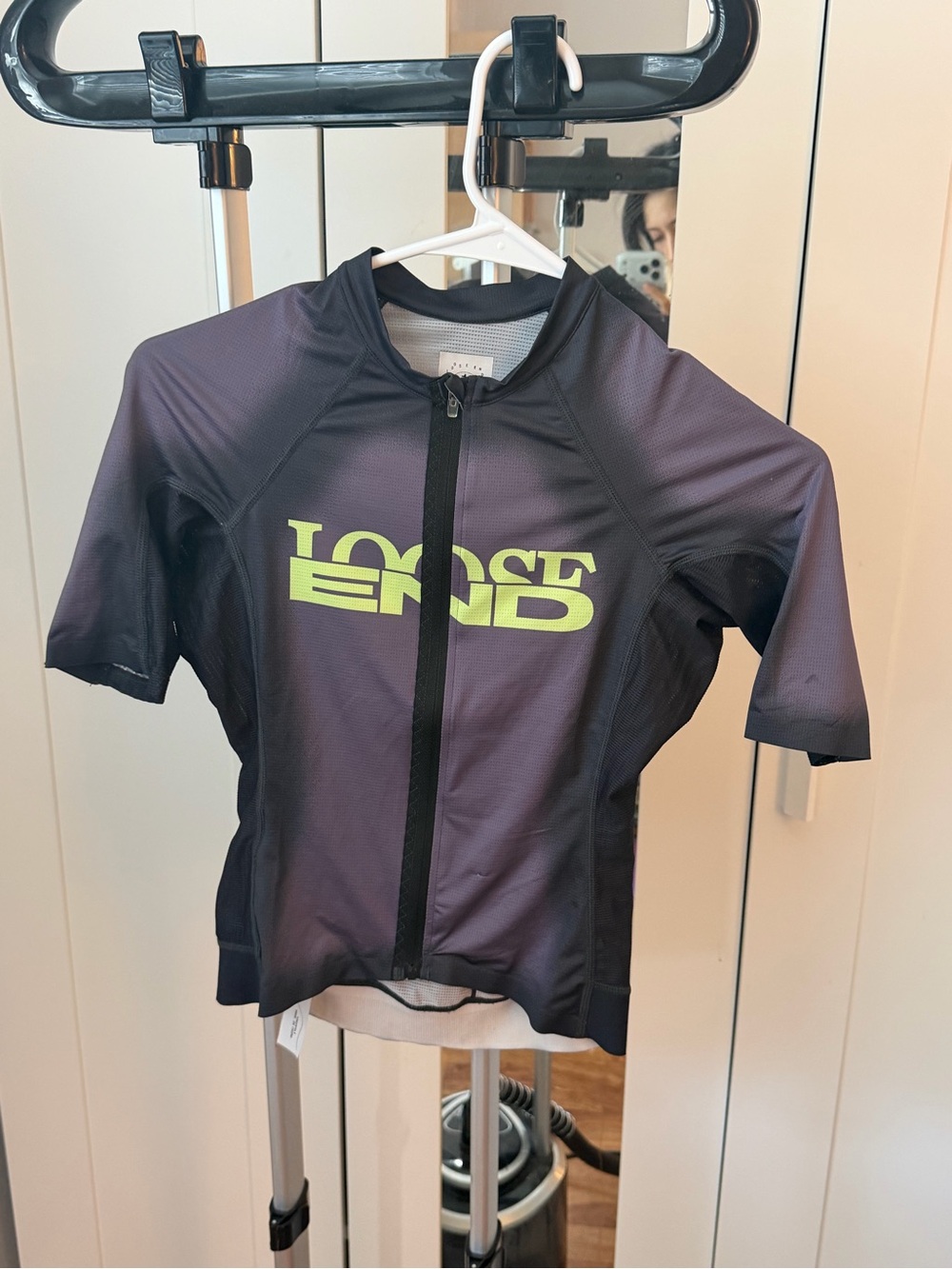 Loose End Women's Cycling Short-Sleeve Jersey in Black with Neon Yellow Logo